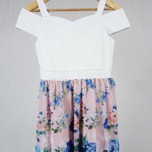 Speechless Girls 14 Cold-Shoulder Lace & Floral Spring Chiffon Dress